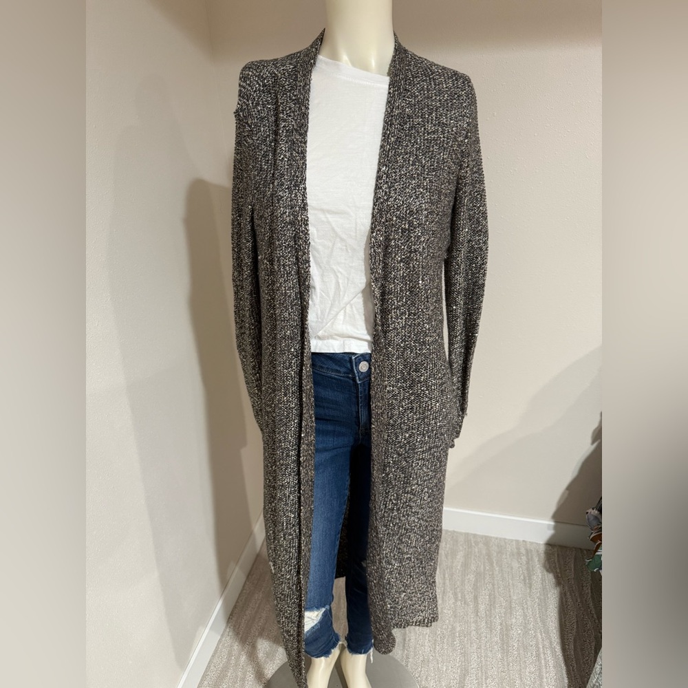 White House Black Market Charcoal Open-Front Cardigan